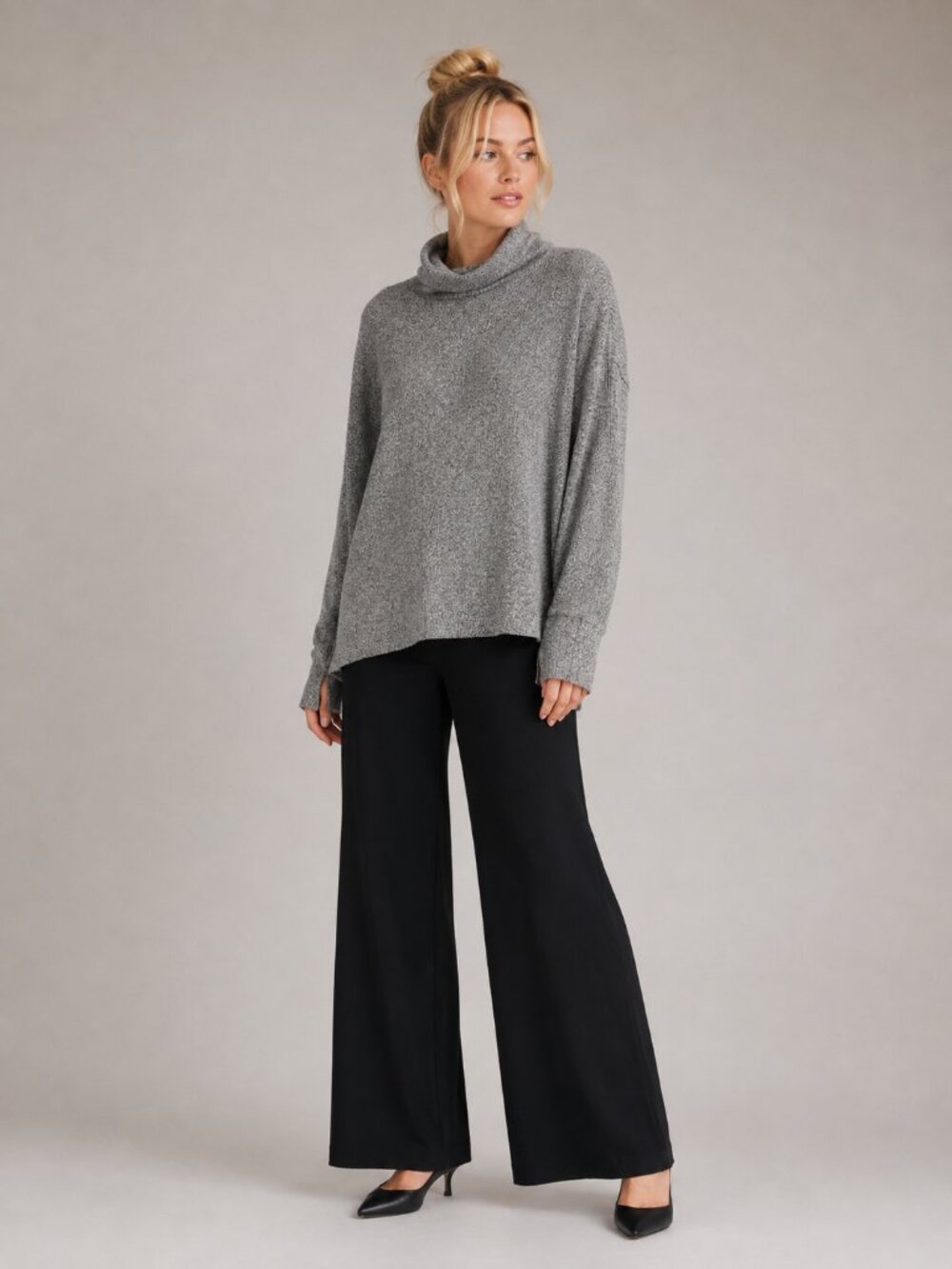 2/$30 Aerie Ribbed Cowl Neck Sweater Heather Gray XL #A1951